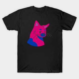 Cat in bisexual pride colors T-Shirt